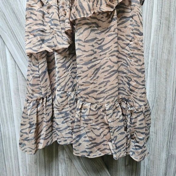 WALTER BAKER Shelly Wrap-Effect Ruffled Tiger-print Crepon Mini Dress - Picture 6 of 14
